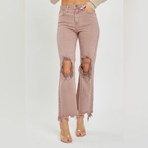 RISEN Distressed Ankle Bootcut Jeans